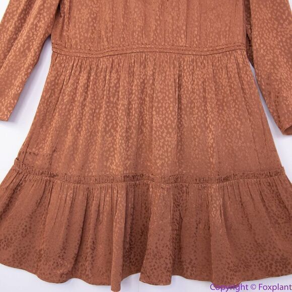 NEW Madewell Mockneck Ruffle-Hem Mini Dress in Cheetah Jacquard, XL - Picture 5 of 16